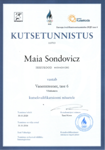 Maia-Sondovicz- Kutsetunnistus